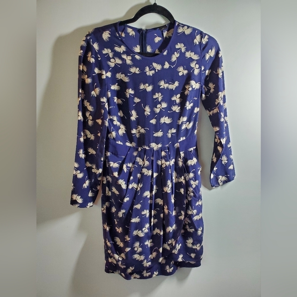 Club Monaco Floral Blue Mini Dress Same Style As Seen On TV